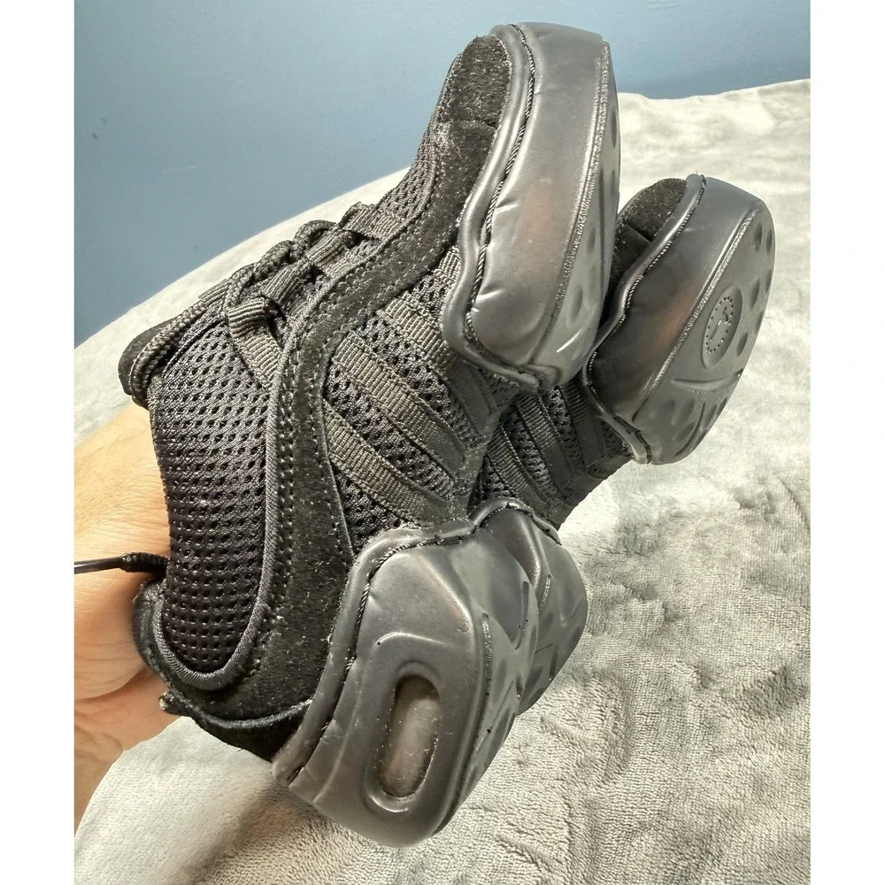 Revolution Dancewear Shoes Kids Size 1 Black Mesh Leather Dance‎ Sneakers 991